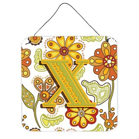Carolines Treasures Letter x Floral Mustard And Green Wall and Door Hanging Prints CJ2003-XDS66